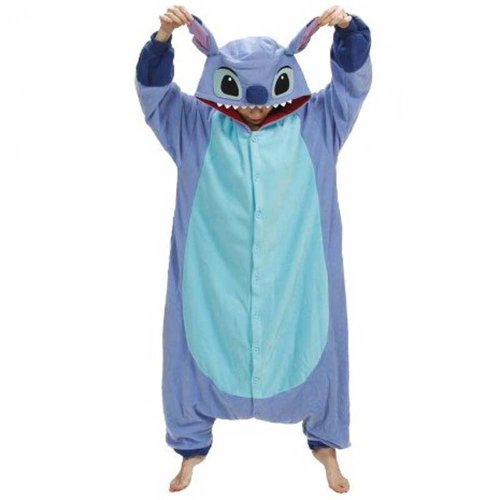 Win8Fong Kigurumi-Pyjama, Tier-Anime, Cosplay-Kostüm, unisex, Erwachsene, Halloweenparty, heiße Party, Einteiler, Schlafbekleidung, blaue Nähte, Blau