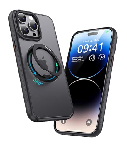 Image of for iPhone 14 Pro Case, Compatible with MagSafe, Slim Shockproof Military-Grade Rugged Protective Case with Stand, Camera Control, Comfort Grip (A-Black, iPhone 14 Pro)