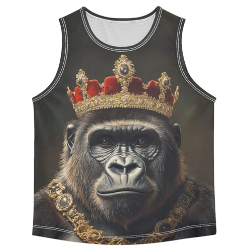 Boys Tank Top Shirts Animal Gorilla Crown Sleeveless T-Shirts Crew Neck for Kids Clothing Children