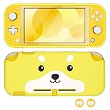 DLseego グリップケースコントローラー Switch Liteコンソール2019用 耐久性 滑り止め 衝撃吸収 保護ソフトケース 快適でかわいいコーギー犬の親指グリップキャップ2個付き イエロー スマイルドッグ