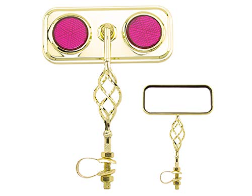 Lowrider Rectangle Cage Mirror Gold with Purple Reflectors. Bike Mirror, Bicycle Mirror, Bike Parts, Bicycle Parts