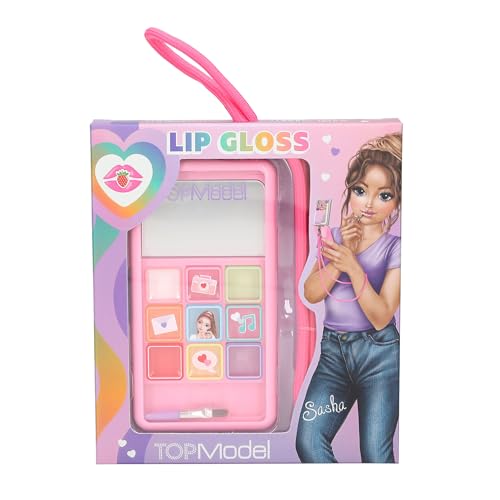 Depesche 10842 TOPModel - Set de Brillo de Labios Beauty and Me Smartphone, con 9 Brillos de Labios y Pincel, con Fragancia de Fresa