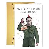GVMGVM Horror Movie Theme Halloween Birthday Card, Funny Movie Art Prints Birthday Card for Husband Wife Son Daughter Dad Mom, Scary Movies Killer Bday Decor