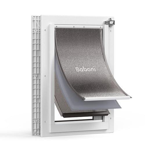 Baboni 3-Flaps Pet Door for Interior and Exterior Doors, Durable Plastic Frame and Telescoping...