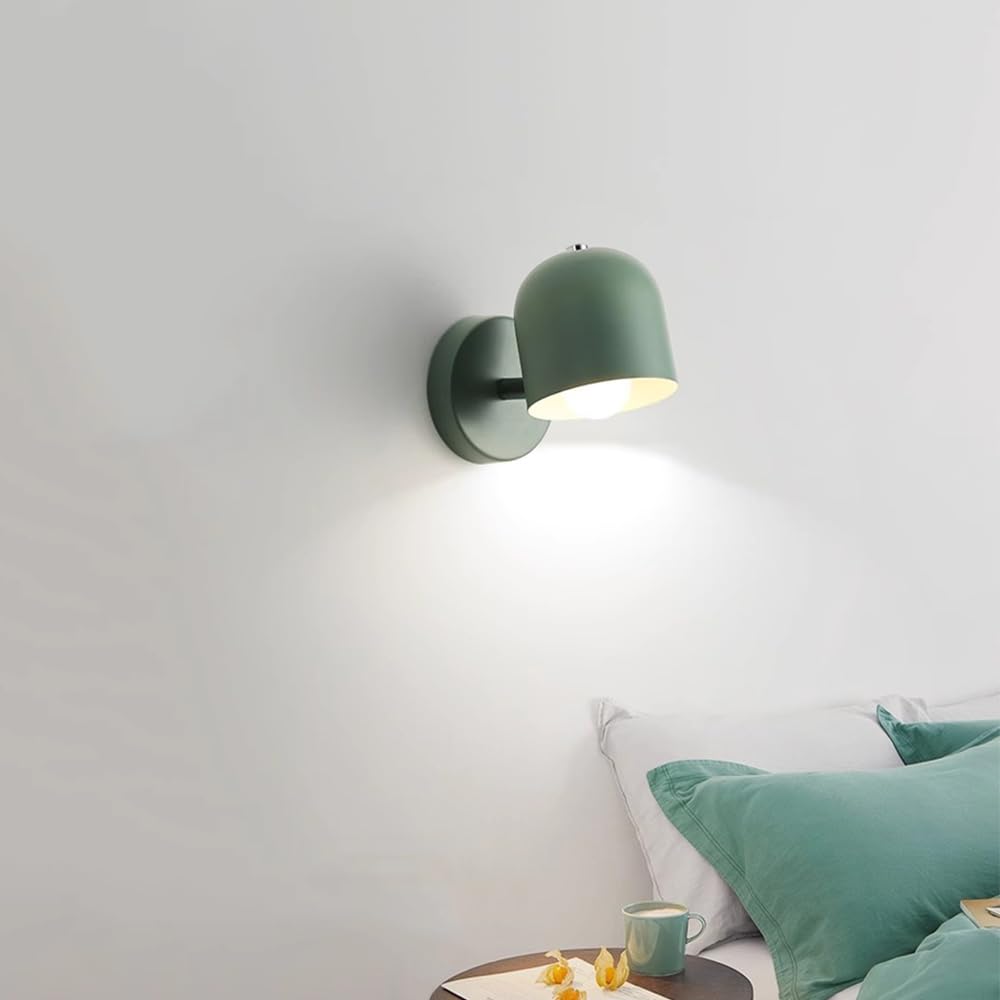 Faretto da Parete, compatibile con lampadina E27 da max. 60 Watt, Stile Moderno ed Elegante, Lampada da muro per Soggiorno e Camera da letto Corridoio,Senza Lampadina (Verde)