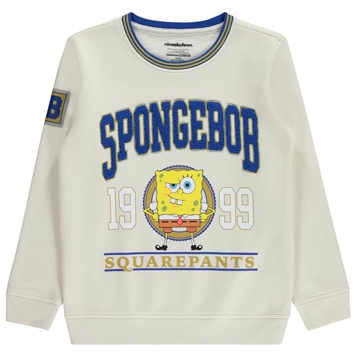 Nickelodeon SpongeBob SquarePants Boys Crewneck Sweatshirt - Spongebob, Patrick, Mr Krabs Plankton Chenille Patch Sweatshirt