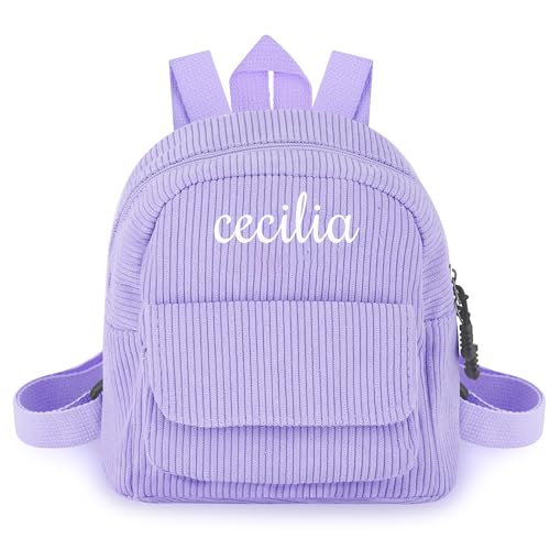 Personalized Corduroy Backpack,Custom Embroidered Name Mini Backpack, Personalized Embroidered Backpack