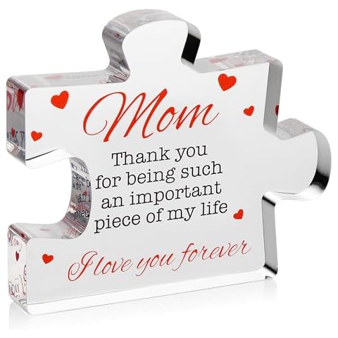 VELENTI Birthday Gifts for Mom - Engraved Acrylic Block Puzzle Mom Present 4.1 x 3.5 inch - Cool Mom Presents from Daughter, Son, Dad - Heartwarming Mom Birthday Gift, Christmas Cover