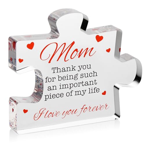 VELENTI Engraved Acrylic Block Puzzle - Mom Present, 4.1 x 3.5 inch - Cool Mom Gift from Daughter, Son, Dad - Heartwarming Birthday