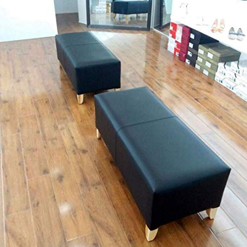 Tabouret de canapé gzz résistant aux taches pouf jambes bois massif noir - 2