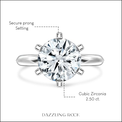 Dazzlingrock Collection 2.50 Carat Round Cubic Zirconia 6 Prong Classic Solitaire Engagement Ring for Women in 925 Sterling Silver2