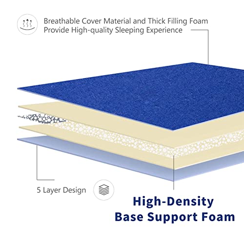 Image of MAXYOYO Japanese Shiki Futon Mattress Floor Mattress Thicken Tatami Mat Sleeping Pad Roll Up Mattress Floor Lounger Folding Couch Mattress Pad for Guest Room, Royal Blue, King Size