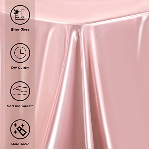 10 Packs Rectangle Tablecloth Satin Tablecloths Table Clothes For Rectangle Tables 57X108 Inch Bright Silk Tablecloth Smooth Fabric Tablecloth Table Decor For Wedding Table Decoration (Rose Gold) #TOP4