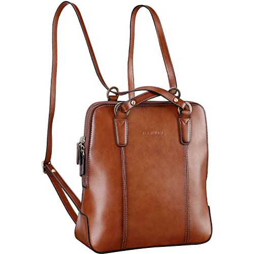 Banuce Stylish Small Convertible Leather Backpack Purse for Women Shoulder Bag Brown