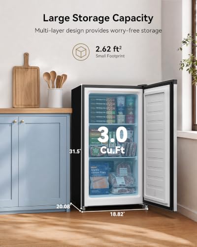 Image of Feelfunn 3.0 Cu.ft Mini Freezer, Small Upright Freezer, Stainless Steel