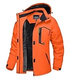 TACVASEN Women's Ski Jackets Waterproof Winter Jacket Snow Warm Fleece Lined Windbreaker Raincoat Orange, XL