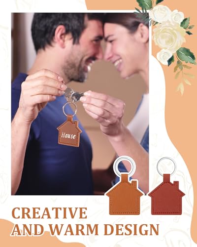 Image of Home Keychain Bulk PU House Shaped Keychain New Home House Warming Gifts for Real Estate Family