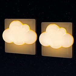Lamparas De Pared Niños Annmore Luz Nocturna Nube para Enchufe, 2 Piezas Luces Infantil Noche LED con Sensor Crepúsculo, Lámpara Quitamiedos Bebé, Lámpara Pared para Pasillo, Dormitorio, Habitación de Recien Nacido Niños