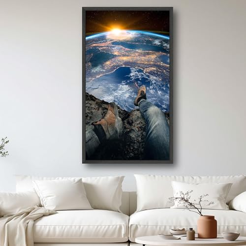 Tableau sur toile Terre vue de l'espace paysage globe soleil