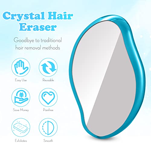 Crystal Hair Eraser, Reusable Crystal Hair Remover Magic Painless Exfoliation Hair Removal Tool, Magic Hair Eraser For Back Arms Legs, Washable, Hair Remover For Women And Men - Blue #TOP1