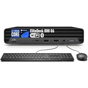 HP Mini computadora de escritorio EliteDesk 800 G6, Six-Core i5-10500, 16 GB DDR4 RAM, 256 GB SSD, teclado y mouse, WiFi, Bluetooth, Windows 11 Pro (renovado)