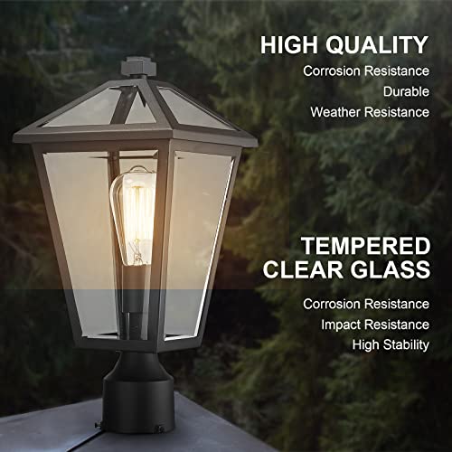Luminzone Outdoor Post Lights, Lamp Post Light Fixture Black Finish, Waterproof And Anti-Rust Aluminum Pillar Outside Lighting For Walkway, Driveway, Patio, Porch,Medium Size #TOP2