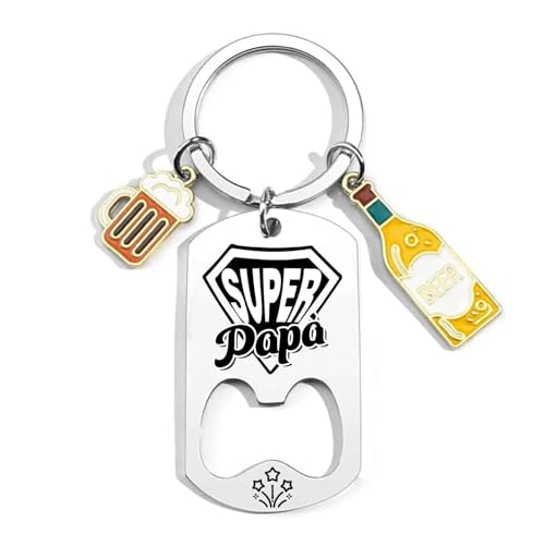 LUODAN Regalo Papà Portachiavi in Acciaio inossidabile con Apribottiglie,Regalo la festa del Papà Natale Compleanno Regali Papà (papa)