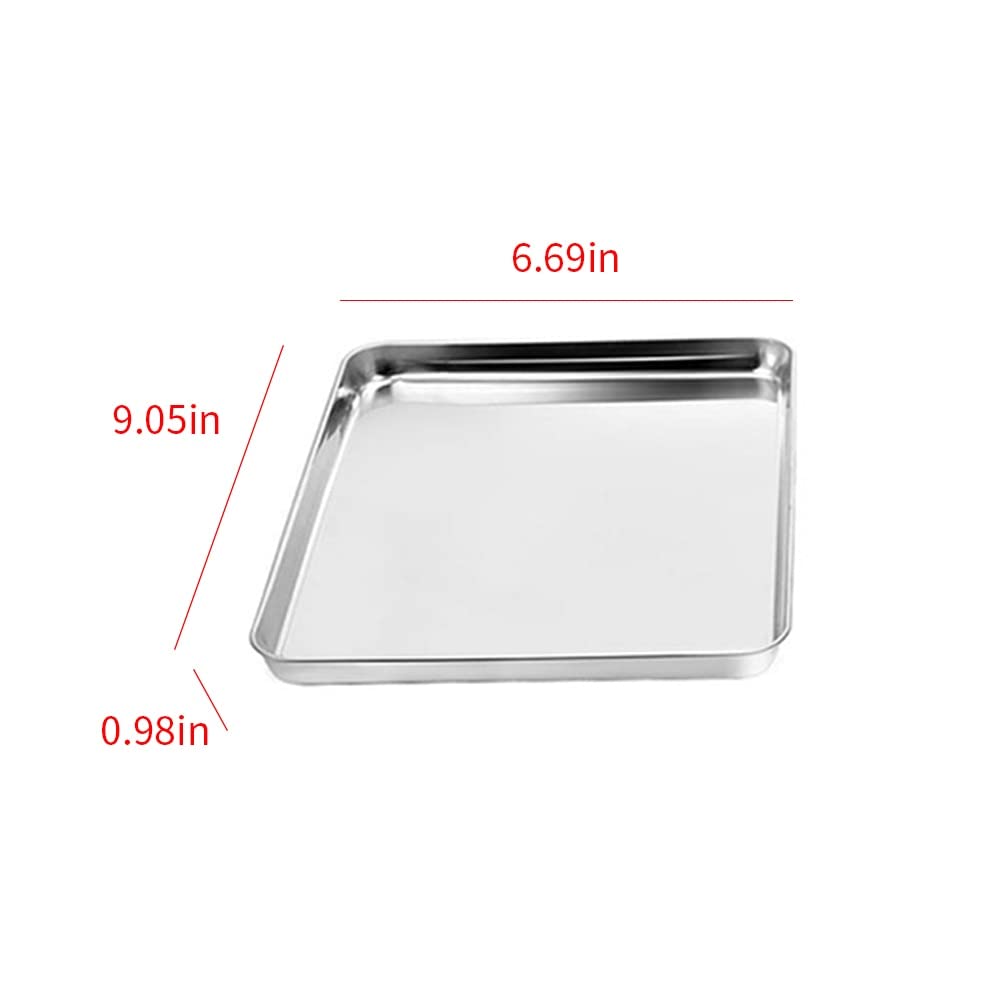 ACiyD Bandeja de Acero Inoxidable para Horno Bandeja para Galletas con Rejilla Utensilios para Hornear (23x17x2,5 cm)