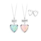 Hewill Heart Locket Necklace that Holds Pictures Photo Heart BFF Necklace for 2 Couples Best Friends Friendship Necklace Birthday Gift Jewelry