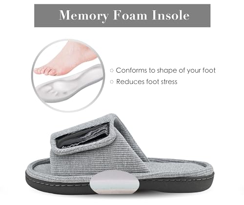 Image of Panda Bros Adjustable House Slippers for Men Soft Open Toe Breathable Indoor Outdoor Slip on Slides Slippers with Memory Foam for Home Bedroom