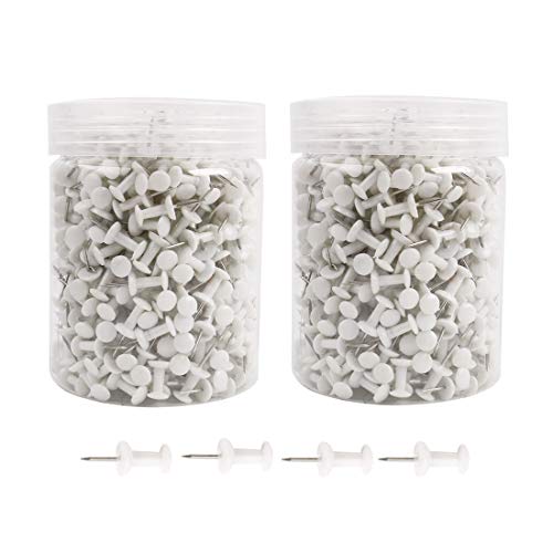 uxcell 1000 Pcs 3/8 Inch Map Push Pins Thumb Tacks Head Tacks Cork Boards Maps Picture Hanging for Home Office White