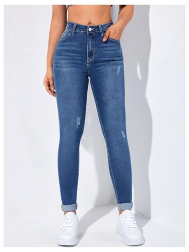 SOLY HUX Women's High Waisted Skinny Jeans Y2k Distressed Stretchy Denim Pants with Pockets2