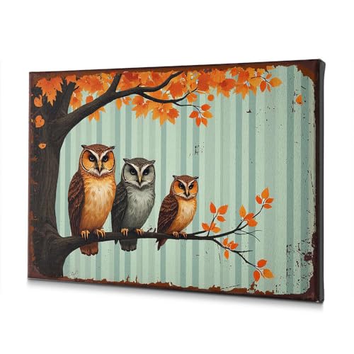 Tableau hiboux complices décoration murale salle de bain poétique