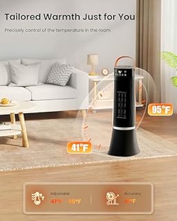 Space Heaters for indoor use large room, 24" 12ft/s Electric Heater with Remote, 1500W Electric Heaters with 80°Oscillation, 1-12H Timer, PTC Electric Heater for Large Room, Bedroom Home Office (A)