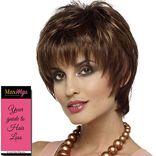 Elle Wig Color CHOCOLATE CHERRY - Envy Wigs 5.5" Mid-Length Boy Cut Synthetic Capless Women's Straight Fashion Highlights Peluca Bundle MaxWigs Hairloss Booklet