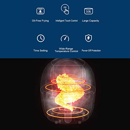 Intelligente Elektrische Fritteuse, 3,5 L, Touchscreen-Steuerung, 7 Voreingestellte Rezepte, Antihaftbeschichteter Korb, Für Hähnchenflügel, Gegrillte Garnelen, Nüsse, EU 220 V, Ideales Küchengerät – Bild 5
