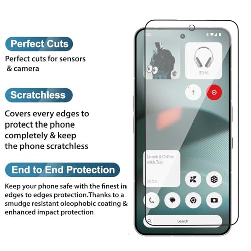 Image of POPIO Military-Grade Gorilla Tempered Glass For Nothing Phone 3 (Black) 9H Hardness, Edge-to-Edge Full Coverage, Anti-Scratch, Bubble-Free, Ultra Clear HD Glass, Oleophobic Coating, Face ID Compatible