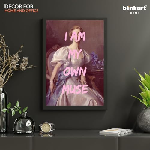 Image of BLINKART Framed Photo - I Am My Own Muse | Altered Art Theme | Motivational & Inspirational Wall Art Poster for Home, Bedroom, Living Room, Office, Hotel & Gifting - 12x8 Inch