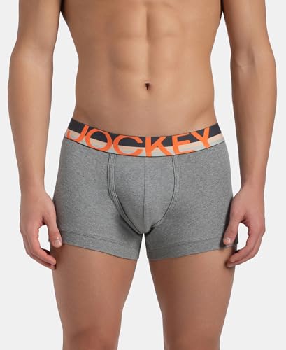 Image of Jockey FP03 Men's Super Combed Cotton Rib Solid Trunk with Ultrasoft Waistband (Pack of 2) Grey XL