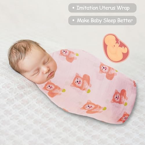 Image of Viviland Muslin Swaddle Blankets, Breathable and Skin-Friendly Baby Receiving Blankets, 2-Pack Corgi, 47 x 47 inches