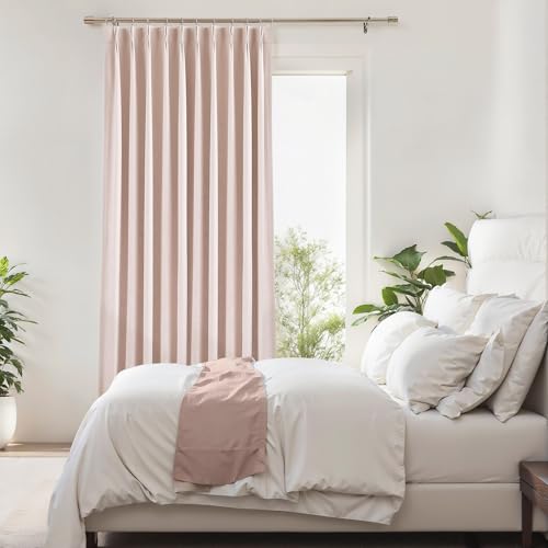 Central Park Pink Pinch Pleat Blackout Curtain Panel with Hooks, 60"x102"x1