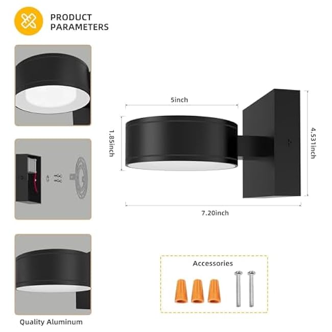 Modern Aluminum Porch Sconce Lights - LED Exterior Wall Sconce, Waterproof, 8W, 3000K for Garage Enterway