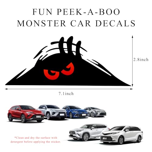 Image of Yourkar Car Dune Monster Sticker, Funny Peeping Monster Auto Decals Cover Scratches, Reflective Waterproof Vinyl Vehicle Hide and Seek Monster Decal, Decorative Car Accessories
