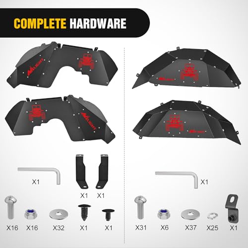 Image of Nilight Front & Rear Inner Fender Liners Wheel Cover Fit for Wrangler JL JLU2018 2019 2020 2021 2022 2023 2024 2025 (4-Door /2-Door) Unlimited Bolt-on Style Fender Flares Splash Guards