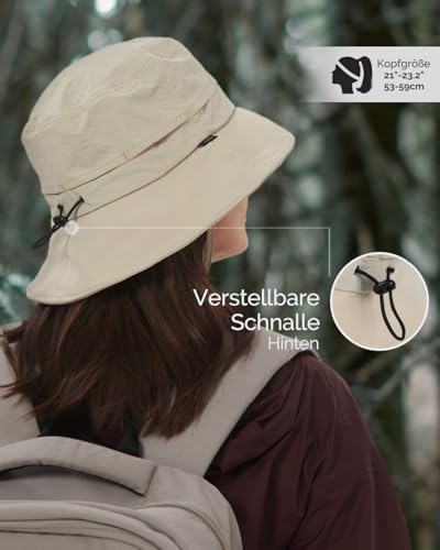 Creekstone Regenhut Damen Herren Wasserdicht, Sonnenhut UV Schutz, Floppy Bucket Hat Eimerhut, Outdoor Hut Faltbar für Wandern Fischerhut (DE/NL/SE/PL, Alphanumerisch, Einheitsgröße, Schwarz)