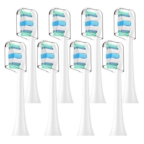 Replacement Toothbrush Heads Compatible with Philips Sonicare Electric Toothbrushes 8 Pack Snap-on System Soft Dupont Bristles with Protective Cover