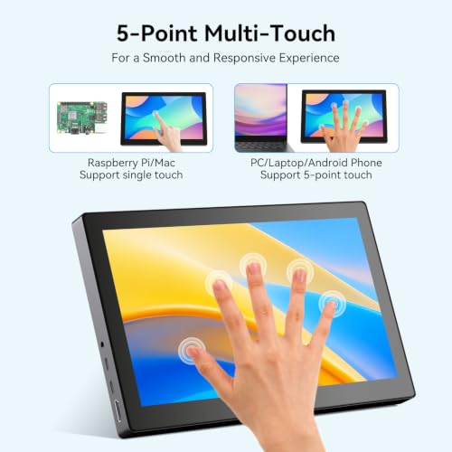Image of 10.1 inch 2K Touchscreen Monitor, 2560x1600 USB-C HDMI Portable Touch Display | Small Monitor, Built-in Speakers, Adjustable Kickstand, VESA Mountable, 16:10 QHD IPS, for Laptops /PC /Phone /PS4 /Xbox