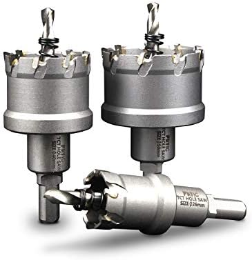 Fryic 10 Pcs TCT Tungsten Carbide Hole Saws Cutter Kits 9/16”, 5/8”, 3/4”, 7/8”, 1”, 1-3/16”, 1-3/8”, 1-9/16”, 1-13/16”, 2” Heavy Duty for Stainless Steel