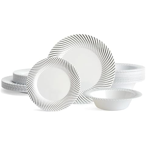 MATANA 96 Pcs Elegant Plastic Tableware Set Cover