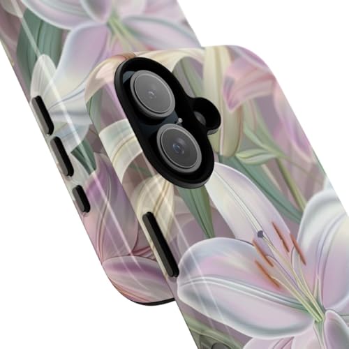 Coque rigide brillante lys de Pâques pour iPhone 16 protection luxe rose